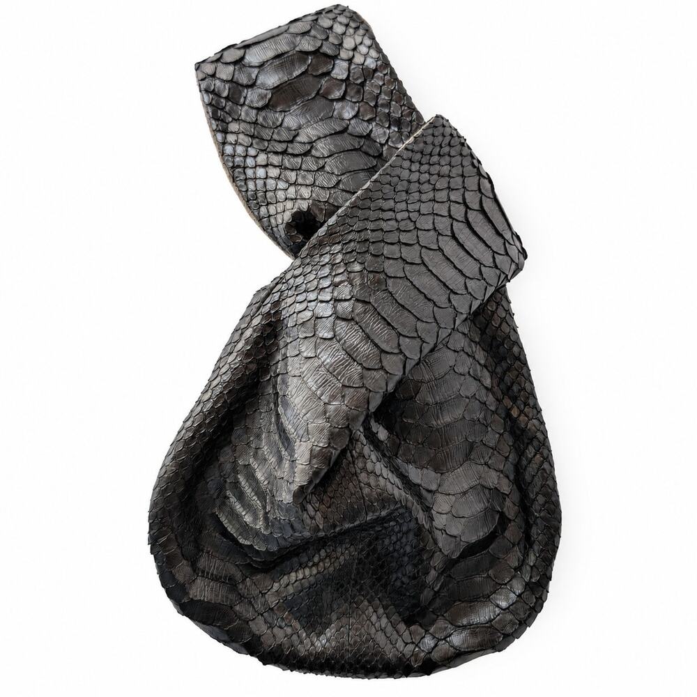 Achipelogo Design Genuine Python Hobo Bag Black Snakeskin Soft Slouchy Purse